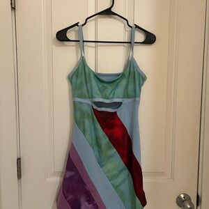 Cider Colorful Strappy Mini Dress